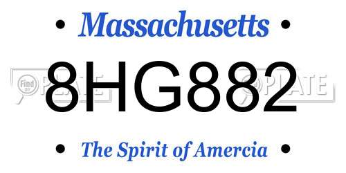 8HG882 Massachusetts License Plate