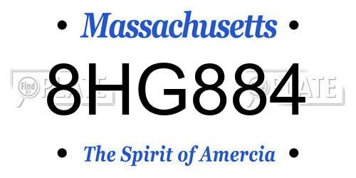 8HG884 Massachusetts License Plate