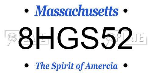 8HGS52 Massachusetts License Plate