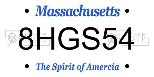 8HGS54 Massachusetts License Plate