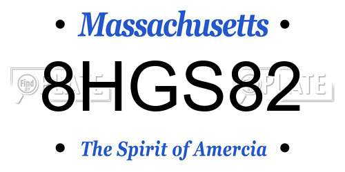 8HGS82 Massachusetts License Plate