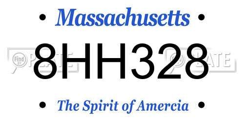 8HH328 Massachusetts License Plate