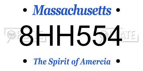 8HH554 Massachusetts License Plate
