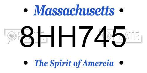8HH745 Massachusetts License Plate