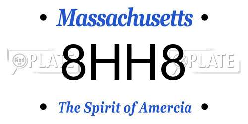 8HH8 Massachusetts License Plate