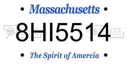 8HI5514 Massachusetts License Plate