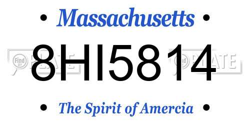 8HI5814 Massachusetts License Plate
