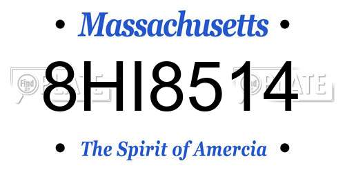8HI8514 Massachusetts License Plate