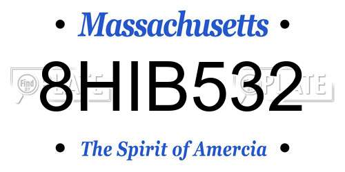 8HIB532 Massachusetts License Plate