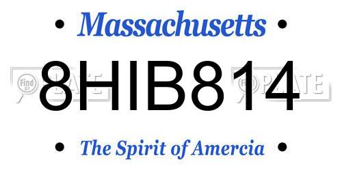8HIB814 Massachusetts License Plate
