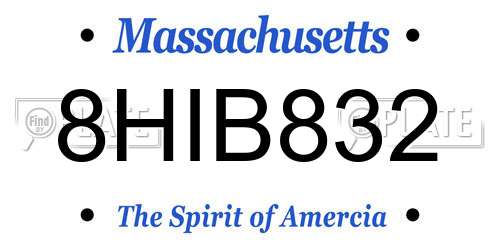 8HIB832 Massachusetts License Plate