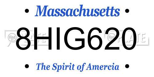 8HIG620 Massachusetts License Plate