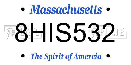 8HIS532 Massachusetts License Plate