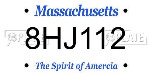 8HJ112 Massachusetts License Plate