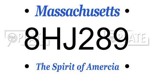 8HJ289 Massachusetts License Plate