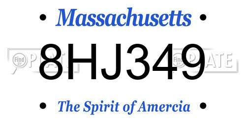 8HJ349 Massachusetts License Plate