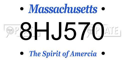 8HJ570 Massachusetts License Plate