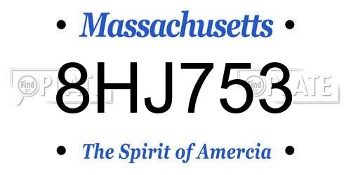 8HJ753 Massachusetts License Plate