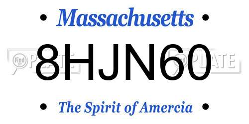 8HJN60 Massachusetts License Plate
