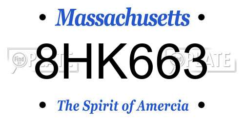 8HK663 Massachusetts License Plate