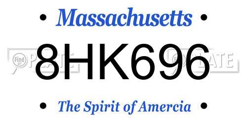8HK696 Massachusetts License Plate
