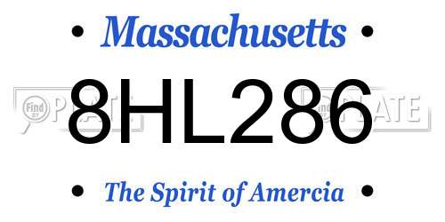 8HL286 Massachusetts License Plate