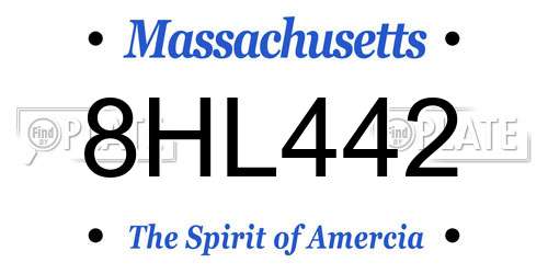 8HL442 Massachusetts License Plate