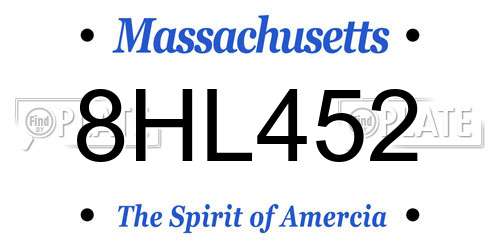 8HL452 Massachusetts License Plate