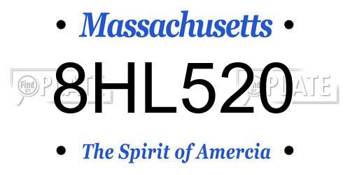 8HL520 Massachusetts License Plate