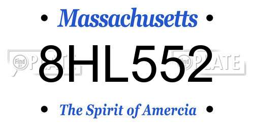 8HL552 Massachusetts License Plate