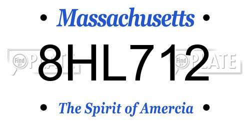 8HL712 Massachusetts License Plate