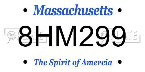 8HM299 Massachusetts License Plate