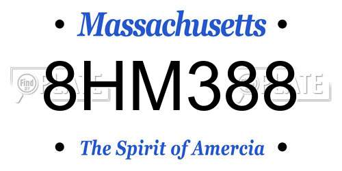 8HM388 Massachusetts License Plate
