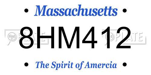 8HM412 Massachusetts License Plate