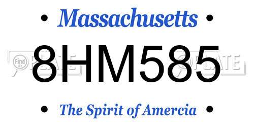 8HM585 Massachusetts License Plate