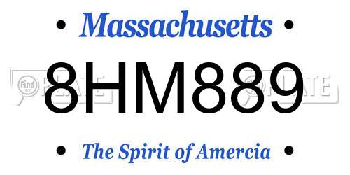 8HM889 Massachusetts License Plate