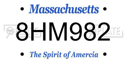 8HM982 Massachusetts License Plate