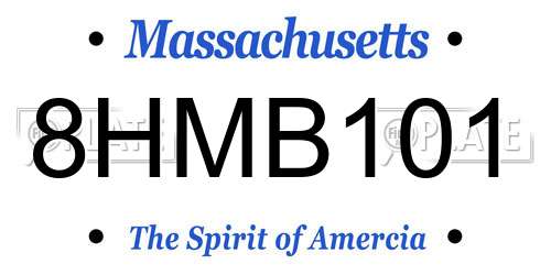 8HMB101 Massachusetts License Plate