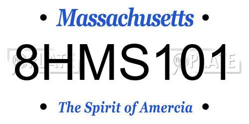 8HMS101 Massachusetts License Plate