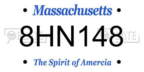 8HN148 Massachusetts License Plate