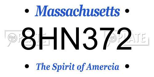 8HN372 Massachusetts License Plate