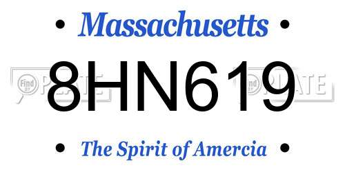 8HN619 Massachusetts License Plate