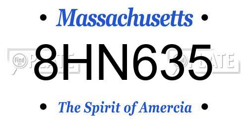 8HN635 Massachusetts License Plate