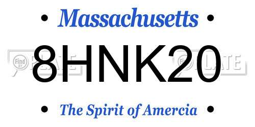 8HNK20 Massachusetts License Plate