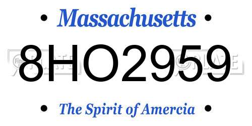 8HO2959 Massachusetts License Plate