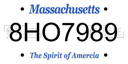 8HO7989 Massachusetts License Plate
