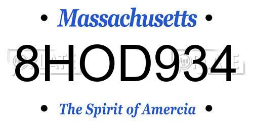 8HOD934 Massachusetts License Plate