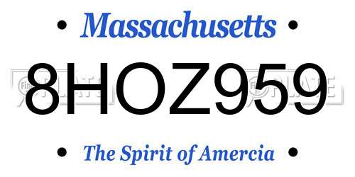 8HOZ959 Massachusetts License Plate