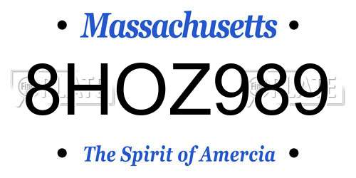 8HOZ989 Massachusetts License Plate