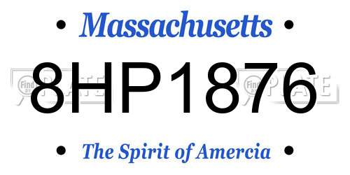 8HP1876 Massachusetts License Plate
